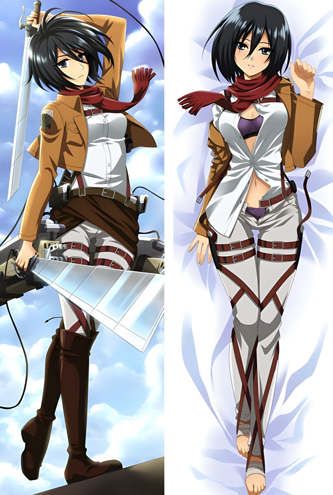 Mikasa Ackerman / Attack on Titan / Body Pillow Cover - PillowHub 50x150 PEACH SKIN