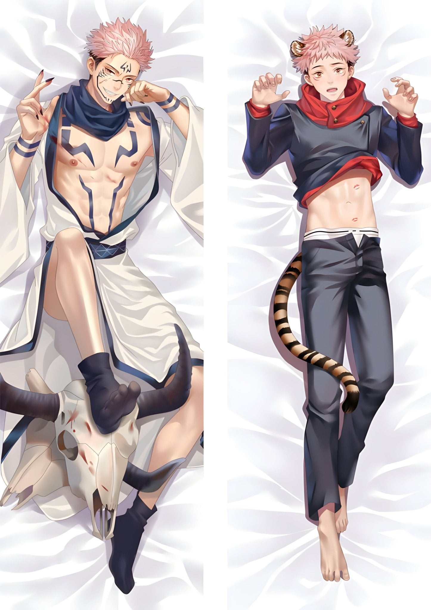 Yuji Itadori & Sukuna / Jujutsu Kaisen / Body Pillow Cover - PillowHub 50x150 PEACH SKIN